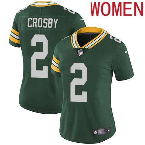 Women Green Bay Packers #2 Mason Crosby Green Nike Vapor Limited NFL Jersey->women nfl jersey->Women Jersey